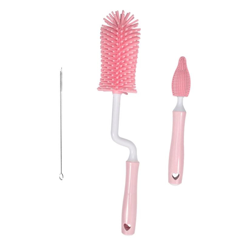Silicone Cleaning Brush For Milk Bottle Nipple Cup 360 Degree Rotation Long Handle Cleaning Brush Bottle Cleaner