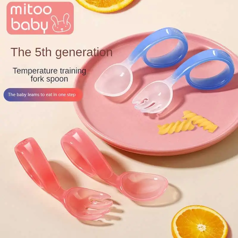 Mellow Thorough Cleaning Train Disinfect Tine Wave Design Eating Spoon Dustproof And Easy To Carry Baby Smooth Healthy Infant