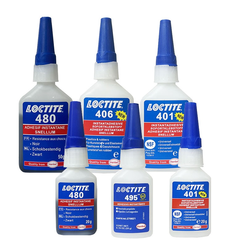 20/50/500g Loctite Strong Glue 401 404 403 460 406 480 495 416 435 Clear Quick Drying glue Metal Rubber Adhesive