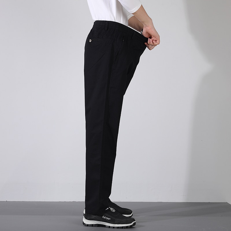 Big Size Men Casual Pants Cotton Black Pocket Military Loose Straight Leg Pants Stretch Cargo Pants Jogging Male Plus Size 5XL