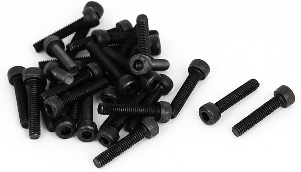 Kidisoii M4 x 20mm 12.9 Alloy Steel Hex Socket Head Cap Screws Bolt Black 30pcs