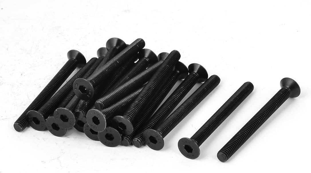 Kidisoii M6x60mm 10.9 Carbon Steel Countersunk Head Hex Socket Screw 20pcs