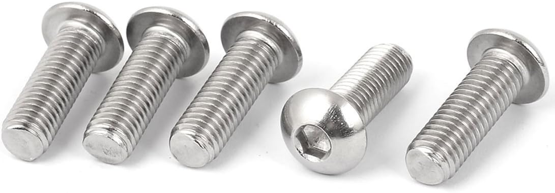 Kidisoii M10 x 30mm Stainless Steel Button Head Socket Cap Screw 5 Pcs