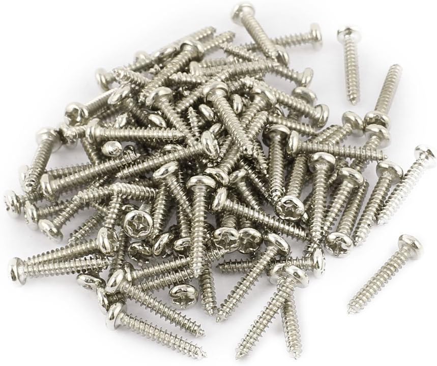 Kidisoii 100 Pcs M2.5 x 15mm Stainless Steel Phillips Round Head Self Tapping Screws Bolts