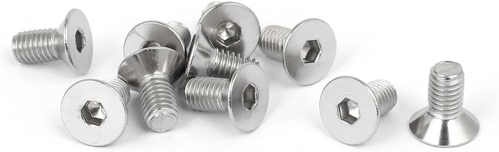Kidisoii M5x10mm 316 Stainless Steel Countersunk Flat Head Hex Socket Cap Screw 10pcs