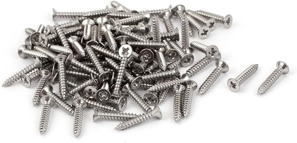 Kidisoii M2.2 x 13mm Phillips Flat Head Self Tapping Screw Silver Tone 100 Pcs