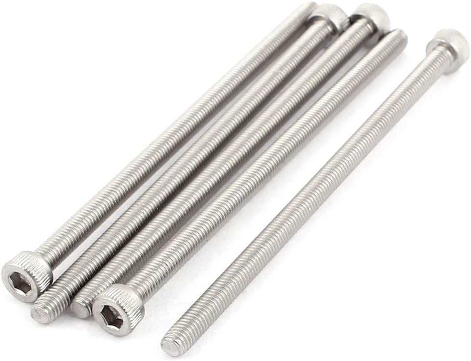 Kidisoii M5x100mm Thread 304 Stainless Steel Hex Socket Head Cap Screw Bolt DIN912 5pcs