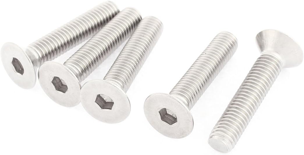 Kidisoii M8 x 40mm Stainless Steel Hex Socket Countersunk Flat Screws Bolt 5pcs