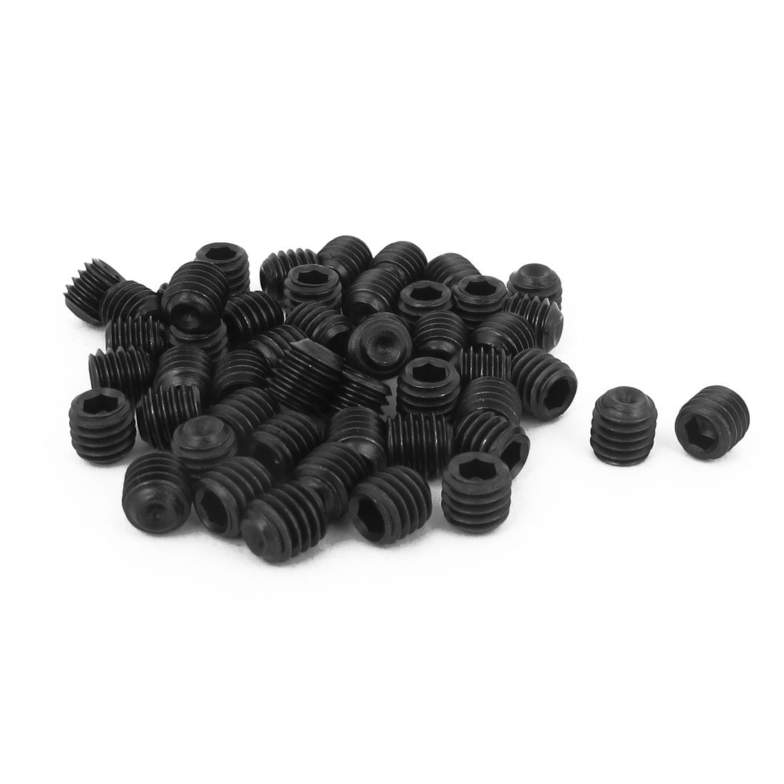 Kidisoii M6 x 6mm Hex Socket Set Cup Point Grub Screws Black 50pcs