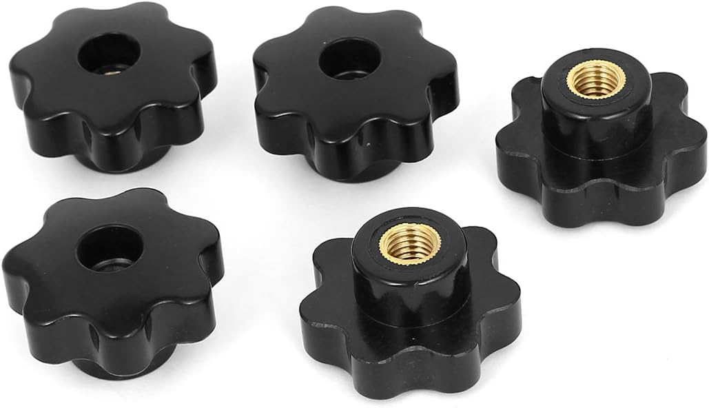 Kidisoii a15081000ux0373 M12mm Female Thread 50mm Dia Star Head Screw Clamping Knob Grips 5Pcs