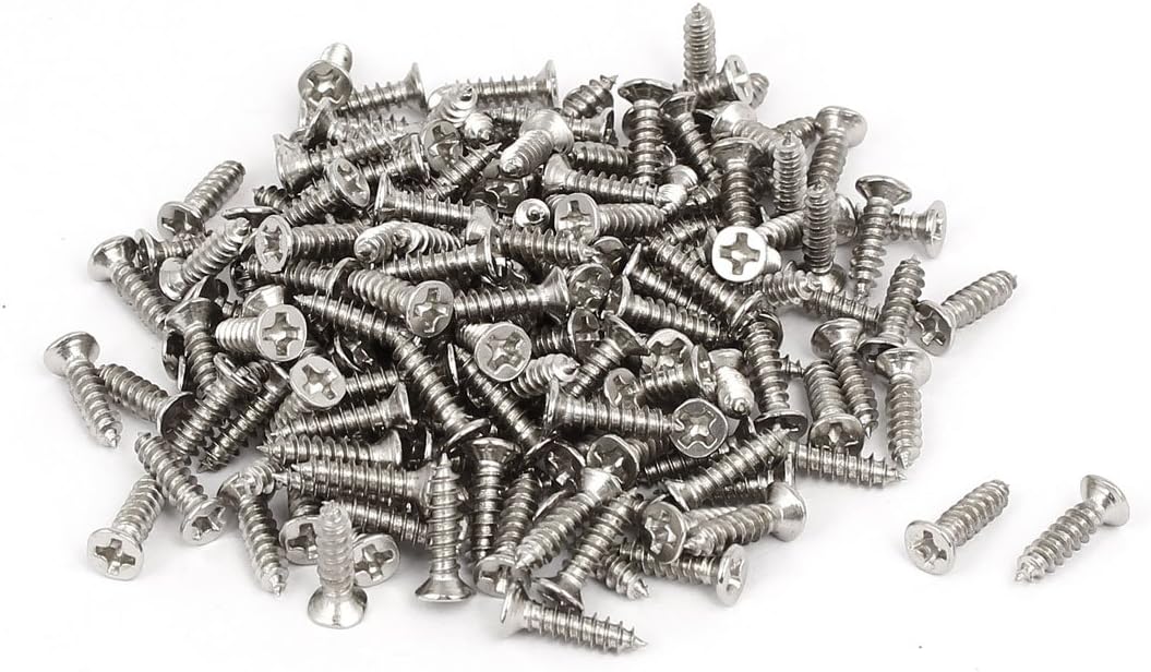 Kidisoii M3 x 12mm Phillips Flat Head Self Tapping Screws Silver Tone 200pcs