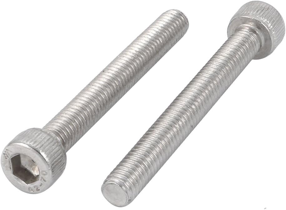 Kidisoii M6x50mm 304 Stainless Steel Left Hand Thread Hex Socket Head Cap Screw Bolt 2pcs