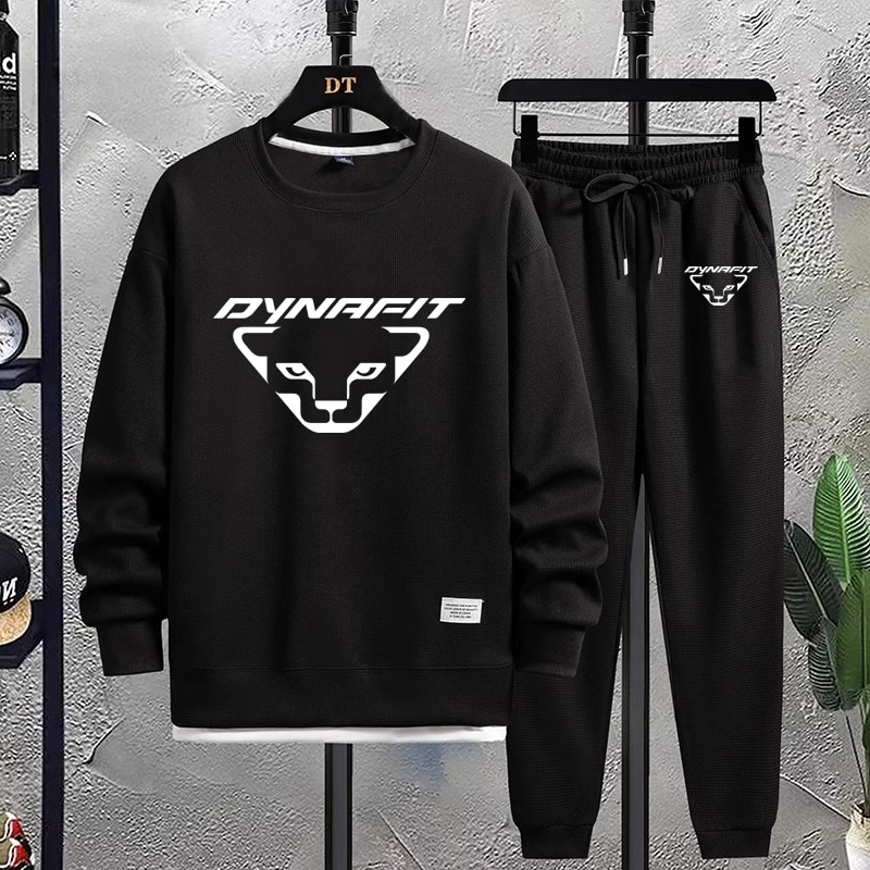 Autumn DYNAFIT Men's Sets Tracksuit 2023 New Waffle Long Sleeve Casual Jogging Sports Suit Sweatshirt+Pants Brand Men Sport