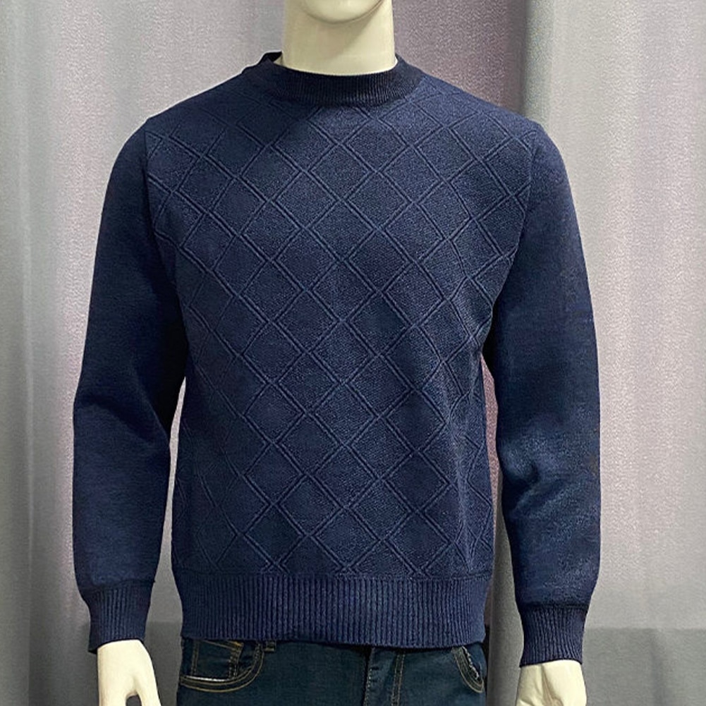 Mens Autumn Winter Pullover Slim Fit Casual Long Sleeves Shirt Breathable Sweater Soft Top Knitwear Men Bottoming Plain T-shirt