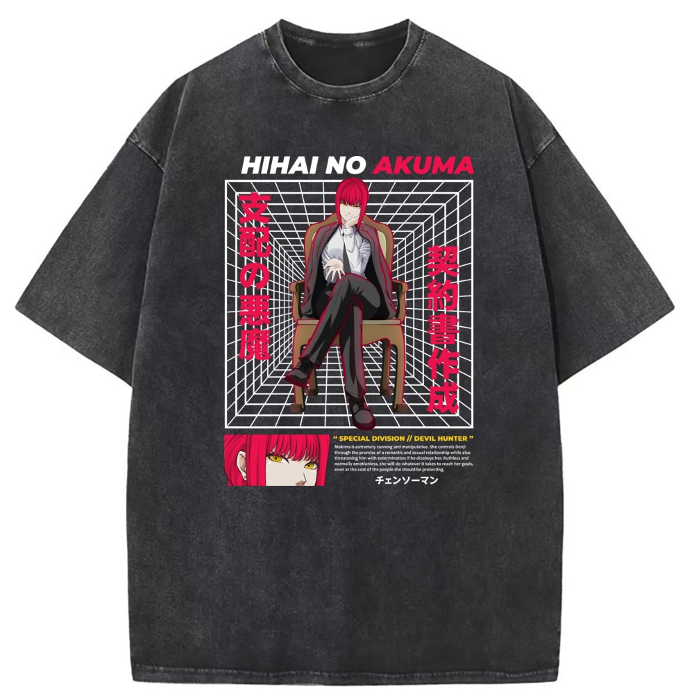Hihai No Akuma T-shirts Man Devil Hunter Long Sleeve Washed Tee Shirt Adult High Quality Printed Clothing Top Sale Sweatshirts