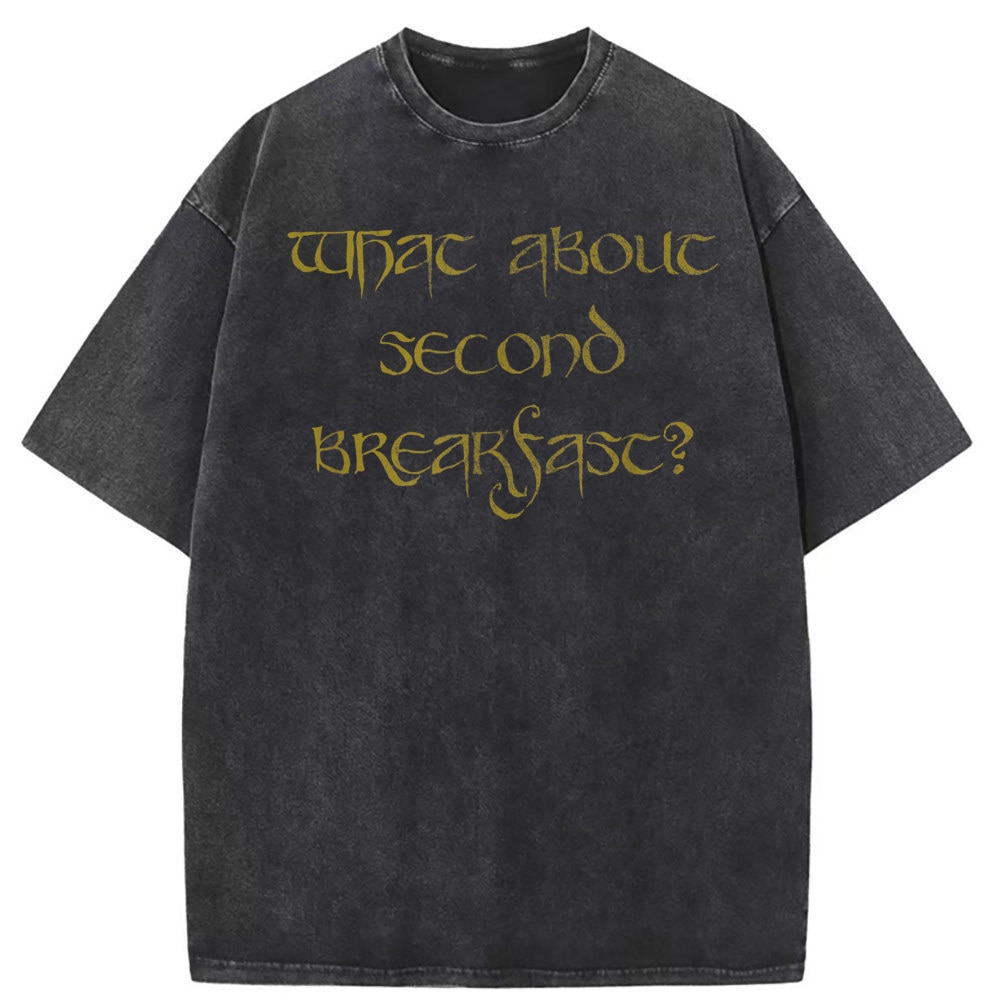 What About Second Breakfast Funny T-shirts For Man England Style Long Sleeve Tee Shirts Men Retro Cotton Washed Sweatshirts