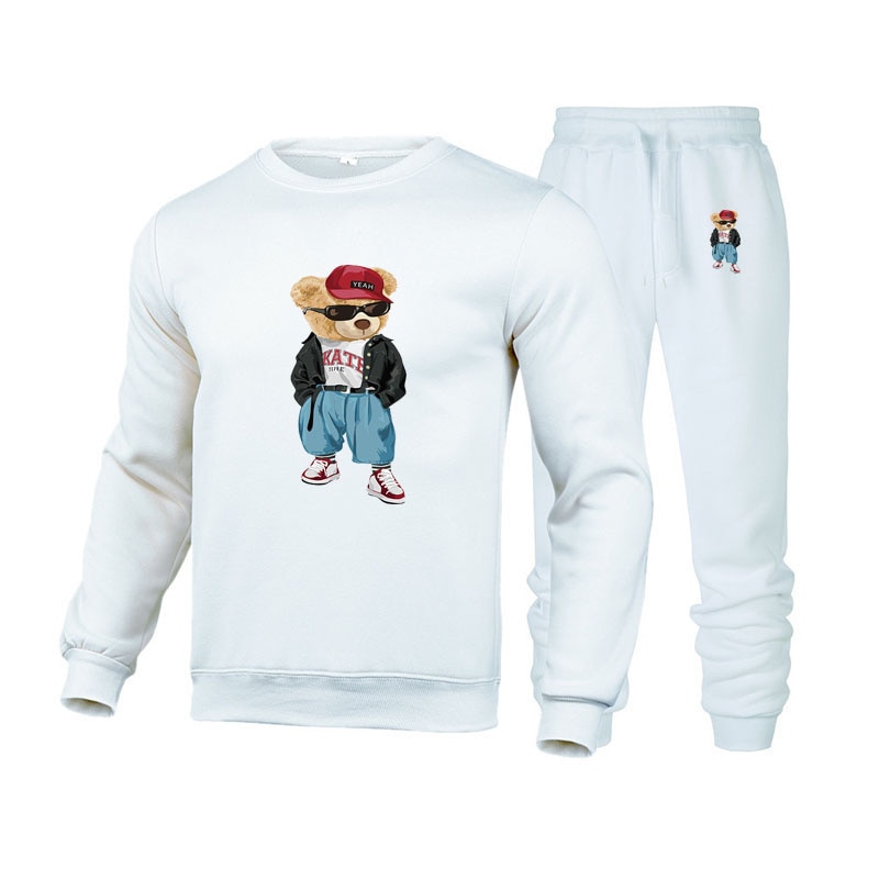 Bear Printed tracksuit Mens 2 piece set mens outfits autumn winter sweatshirt sweatpants Pullover sweatshirts casual streetwear