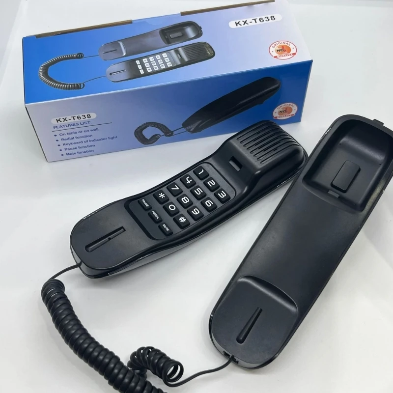 KX-T638 Mini Telephone Desk and Wall Mounted Corded Phone Home Landline Phones with Pause Mute and Redial 896C