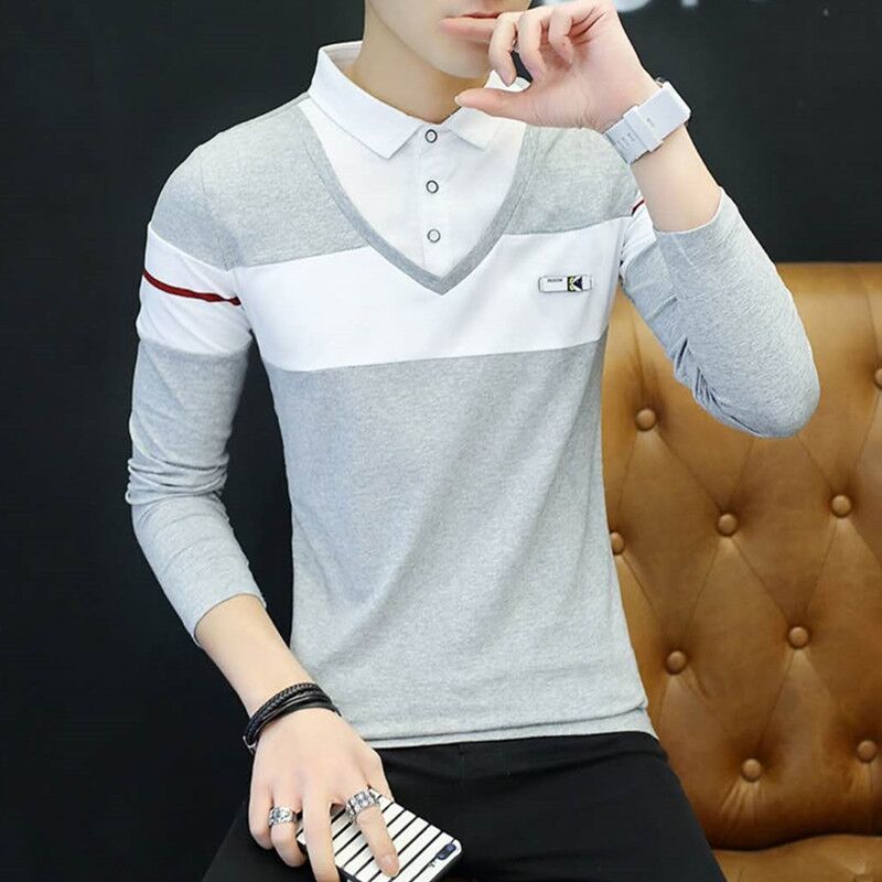 Top Tight Men's Clothing Slim Fit T Shirt for Man Polo Quality Neck with Collar Collared Quotes High Brand F Korean Luxury 