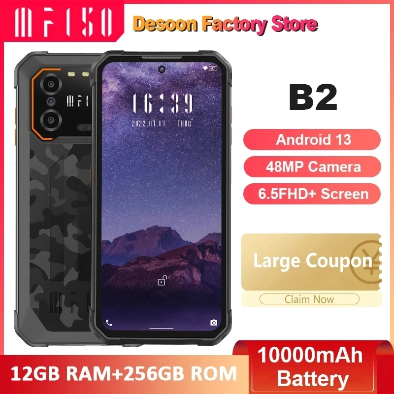 IIIF150 B2 Rugged Phone 6.5"FHD+ Android 13 12GB(6+6 Extended) + 256GB 10000mAh Battery 48MP Camera Night Vision Mobile Pho