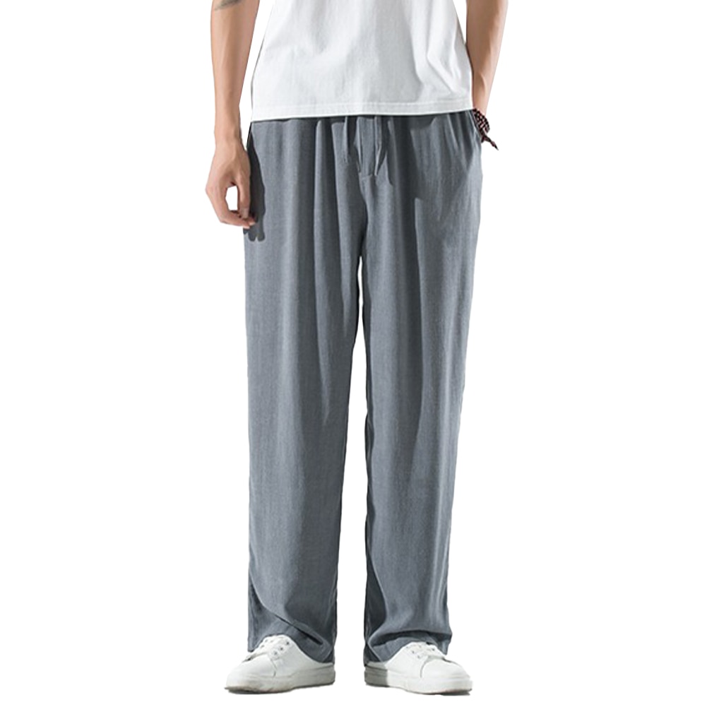 Men's Baggy Straight Draped Pants Casual Wide Leg Elastic Waist Loose Lounge Solid Color Trousers Pant Clothing Sweatpants