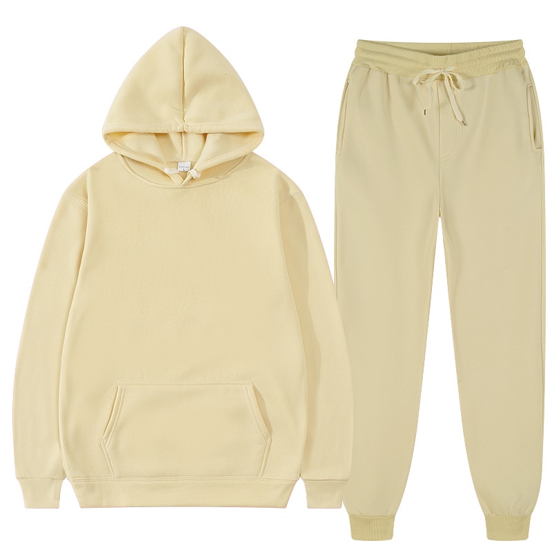 Autumn Winter Mens Fleece Hoodies+sportspants Sets Casual Jogger Suit Tracksuit Sweatshirt Fashion Women Pullover Outfits