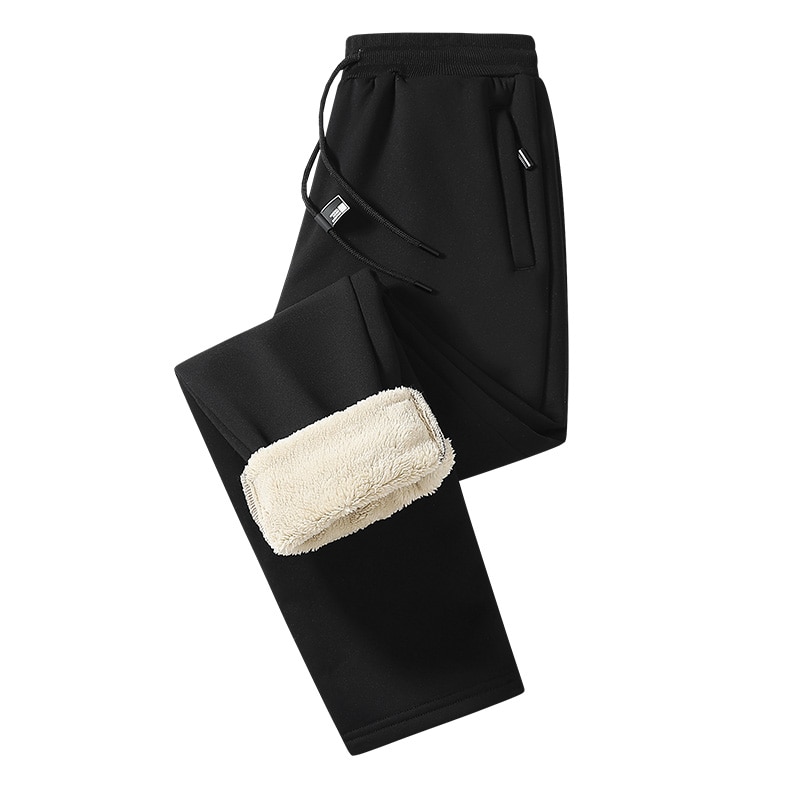 Winter Lambswool Warm Casual Pants Men's Fitness Jogging Sweatpants Male Solid Drawstring Bottoms Fleece Straight Trousers 