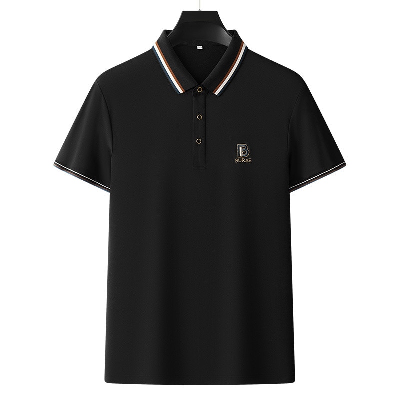 Alibaba Tiger Men's New Summer Pearl Mesh Polo Collar Embroidery Casual Spot Solid Short Sleeve Men's Polo Shirt