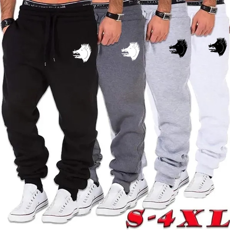 Mens Trousers Fitness Sweatpants Fashion Wild Boar Pattern Print Casual Pants Soft Sports Pants Jogging Pants Plus Size S-4XL