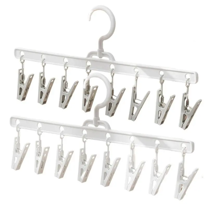 Multi Clip Hanger Children's Closet Clothes Hangers 8 Clips Clothes Drying Rack for Laundry Room Wardrobe Clothesline Windo