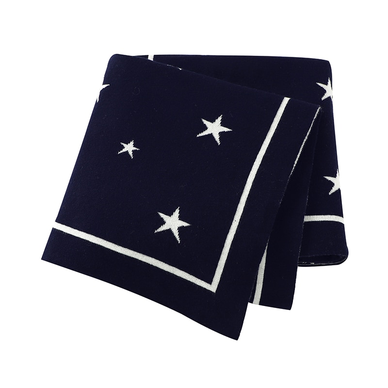 Baby Blankets Five Star Knit Newborn Infant Boy Girl Cotton Stroller Basket Bedding Covers Stuff 100*80cm Toddler Receiving Mats