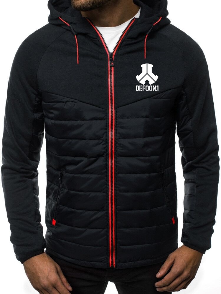 2023 Fashionable Defqon.1 Prints Rock Put Together Zipper Down Cardigan Men Customizable Logo Men Hoodie Down Jacket Winter Tops
