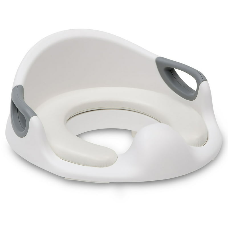 Size Toddler Potty Training Seat- Incl Built-in Splash Guard -White/Grey