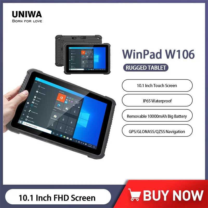 UNIWA WinPad W106 Windows Phone 10.1Inch 2 in 1 Smartphone Tablet PC 4G LTE IP65 Waterproof Windows 10 Cellphone 10000mAh 4G+64G