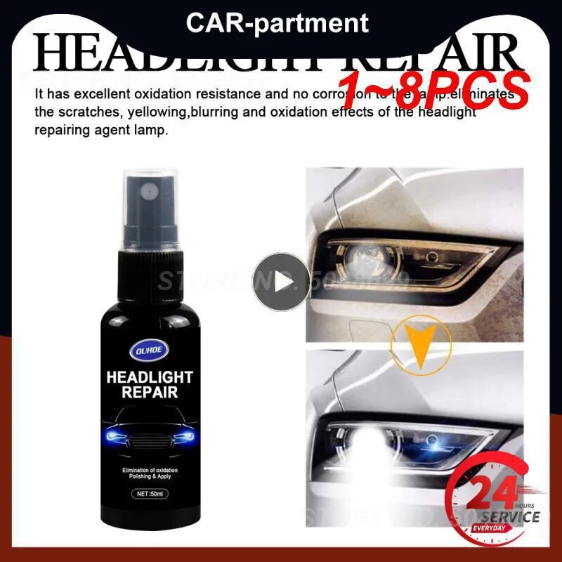 1~8PCS Car Headlight Polishing Agent Scratch Remover Repair Fluid Headlight Renewal Polish And Maintenance Liquid Kit Auto