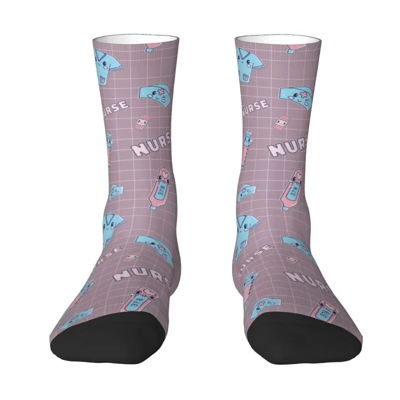 Kawaii Hospital Medical Pattern Men Women Crew Socks Unisex Novelty 3D Printing Nurses Nursing Dress Socks