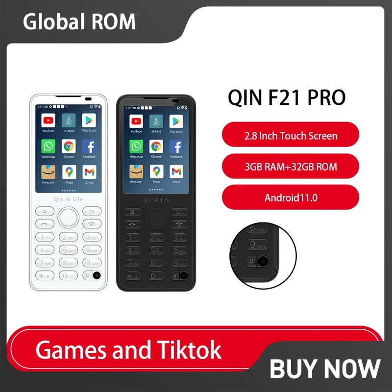 Qin F21 Pro Smart Touch Screen Phone With Push Button 2.8" Android 11 Mini Smartphone 3GB+32GB 2120mAh 5MP 4G Cell Phone On