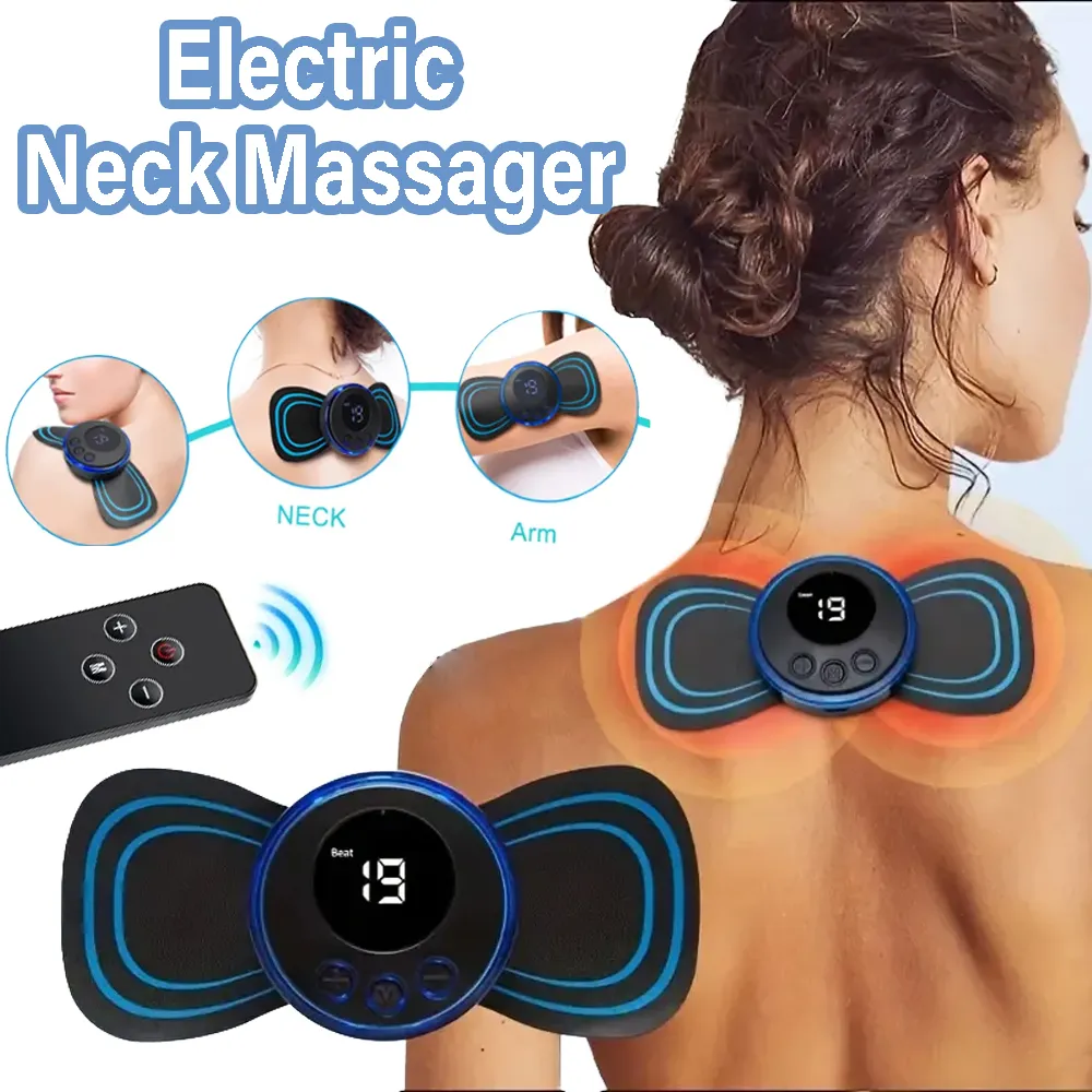 Electric Pulse Neck Massager 8 Mode LCD Display EMS Neck Massage Cervical Neck Back Patch for Muscle Pain Relieve Relax