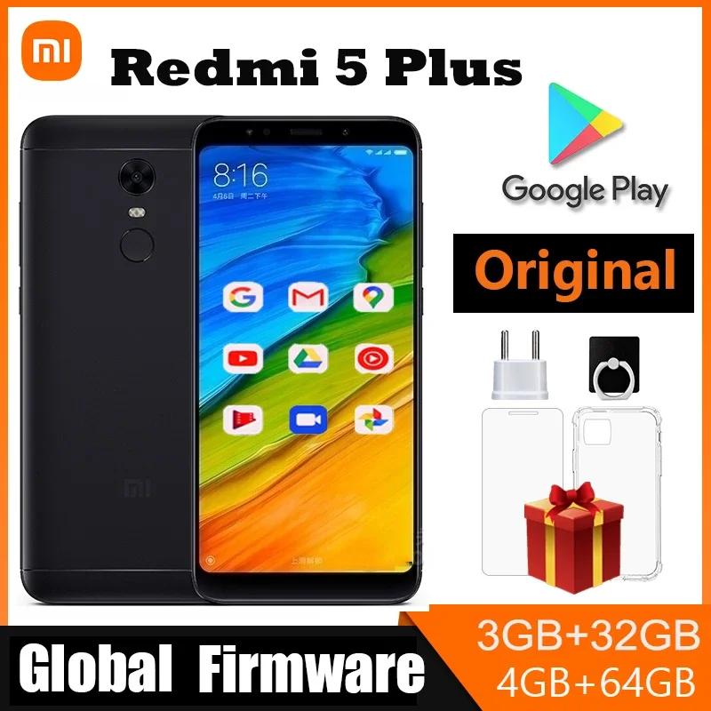 Xiaomi Redmi 5 plus Smartphone 4000mah Battery Android Cellphone Dual SIM Fingerprint Recognition Snapdragon 625used phone