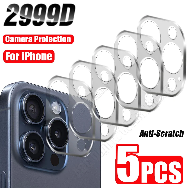 5Pcs Camera Lens Glass Protector For iPhone 15 14 13 12 11 Pro Max Mini Tempered Glass iPhone 14 15 Plus SE2020 Camera Protector
