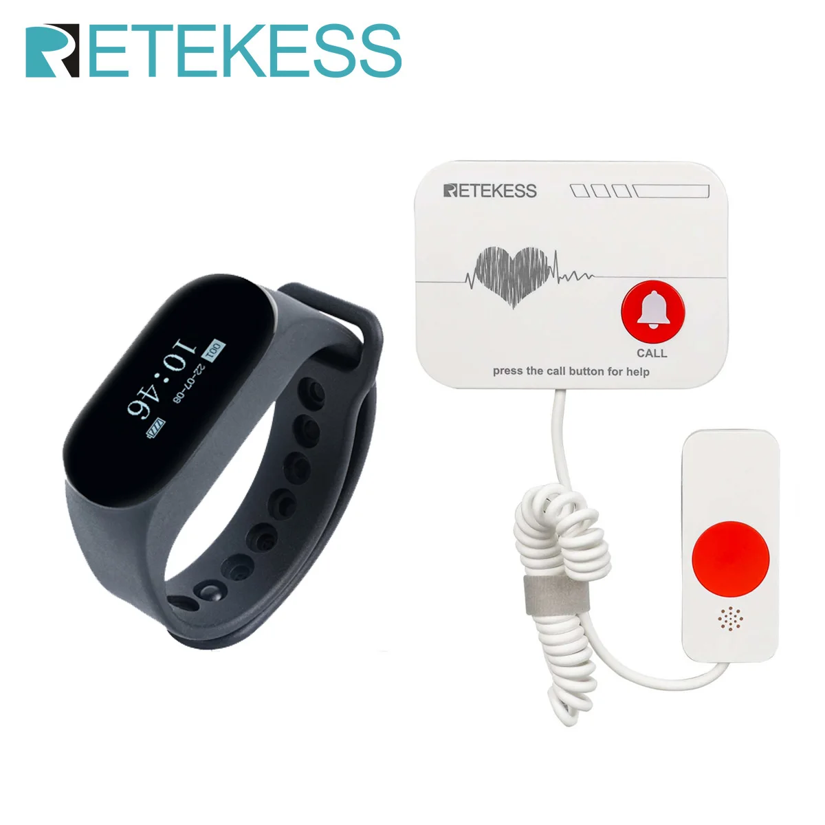 Retekess Caregiver Pager Wireless Alert System Waterproof Watch Receiver Handle Call Button For Elderly Nursing Home Clinic