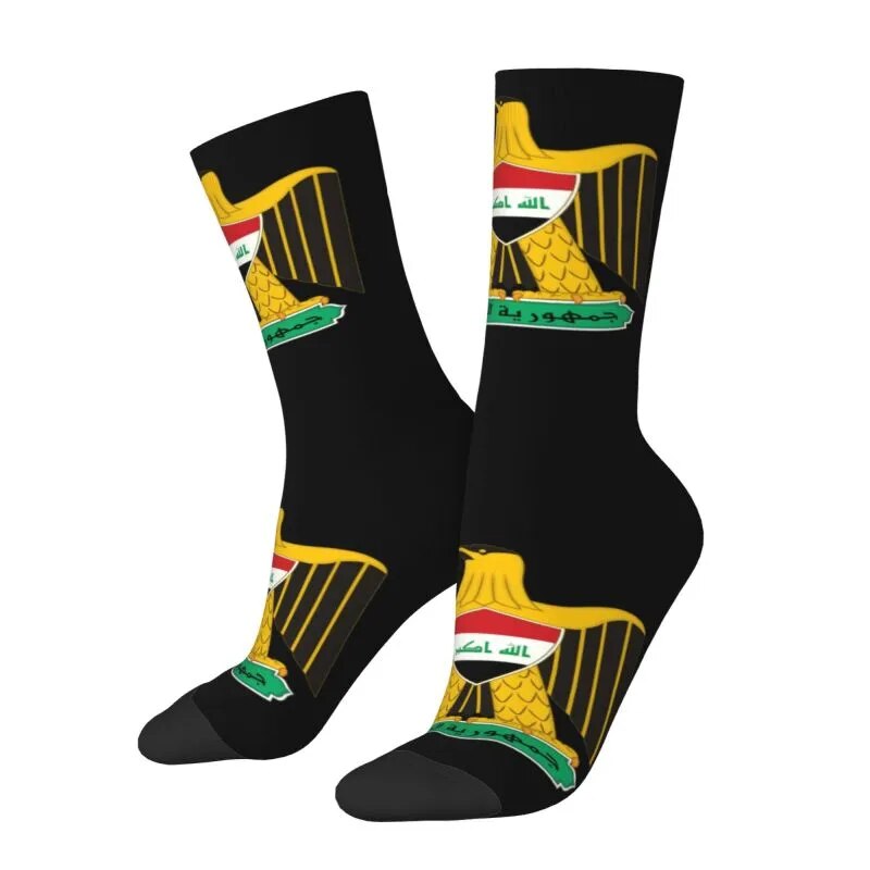 Fun Printing Iraq Eagle Flag Socks for Men Women Stretch Summer Autumn Winter Iraqi Pride Crew Socks