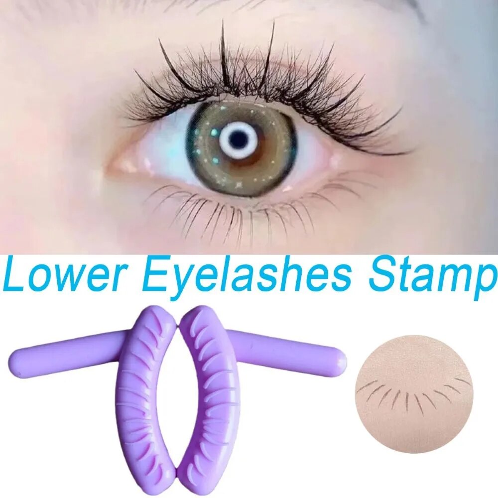 DIY False Eyelashes Stamp Makeup Tool Natural Look Lower Eyelashes Prints with Handle Easy To Put On Simulation Mascara Sticker