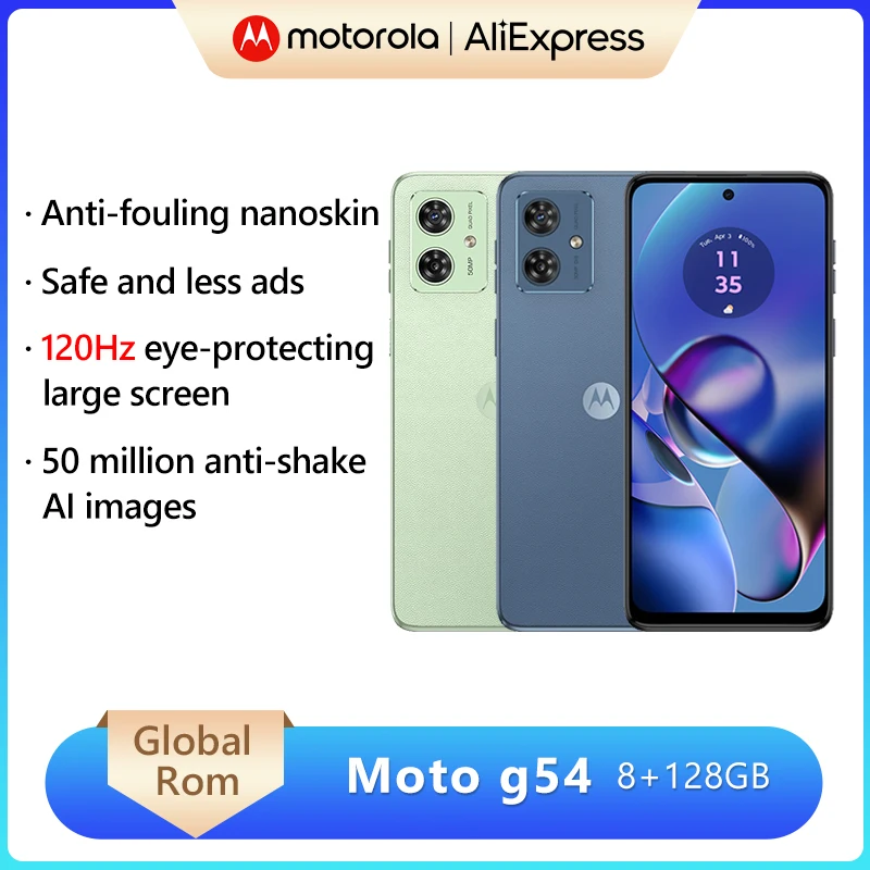 Global Rom Motorola Moto G54 5G Smartphone MediaTek Dimensity 7020 Processor 6.5" 120Hz Display 50MP Main Camera 5000mAh Ba