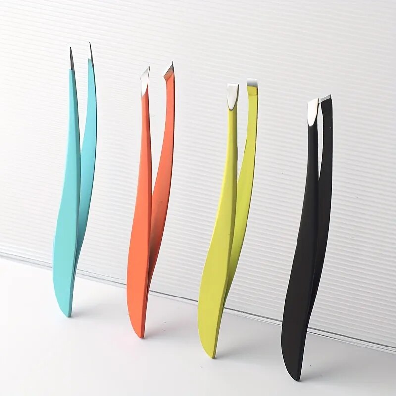4 pcs/set Colorful New Arrival Professional Stainless Steel Tweezer Eyebrow Face Nose Hair Clip Remover Tool Clip