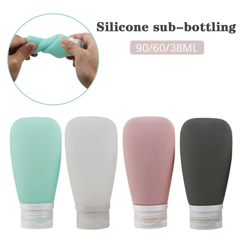 38/60/90ML Leak-proof Empty Travel Bottle Silicone Refillable Sub-bottling Portable Cosmetic Shower Gel Shampoo Container
