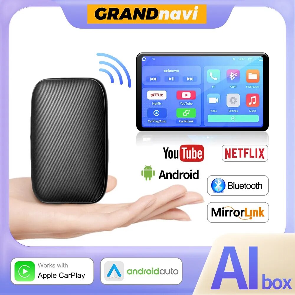 MINI Ai Box Wireless CarPlay Android Auto For Netflix YouTube Android Closed System For Lincoln Navigator Continental Nautilus