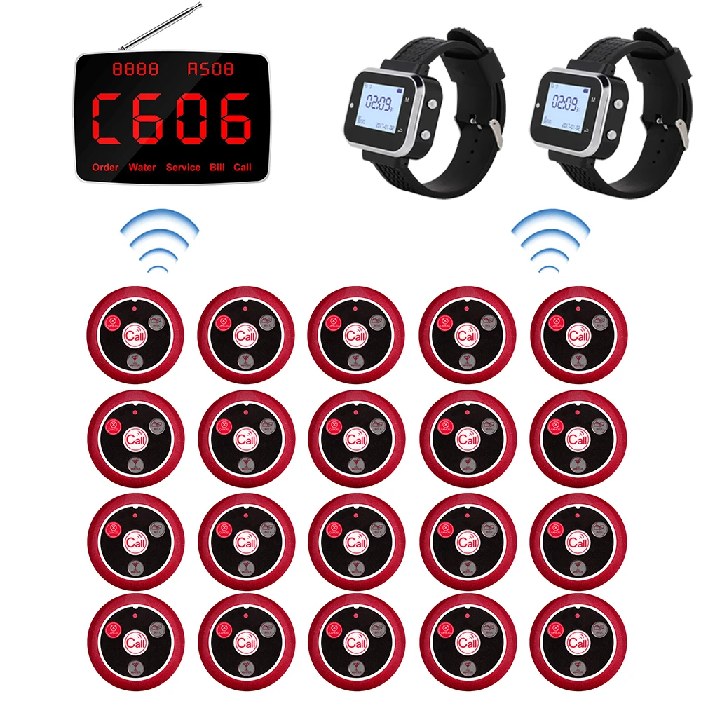 JINGLE BELLS 20 Table Call Buttons 1 Display Monitor 2 Watch Receivers for Restaurant, Hotel , Wireless Waiter Calling System