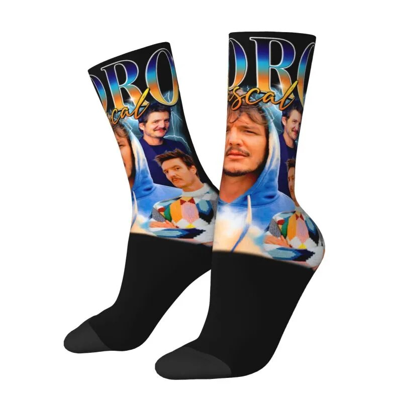 Kawaii Men's Actor Pedro Pascal Dress Socks Unisex Comfortable Warm 3D Printing Crew Socks