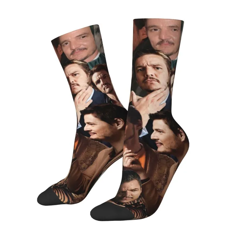 Cool Print Pedro Pascal Photo Collage Socks for Men Women Stretchy Summer Autumn Winter Crew Socks